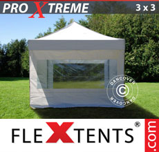 Faltzelt Pro Xtreme 3x3 m, 3 Panorama + 1 Reißverschluss Wand, weiss - verkauf von Alupavillon