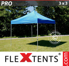Faltzelt FleXtents Pro 3x3 m aus, blau - verkauf von Alupavillon